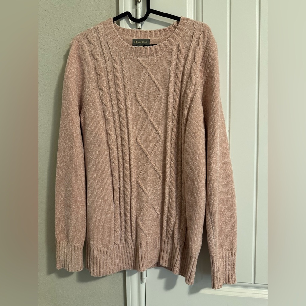 Style & Co. Pink Cable Knit Sweater